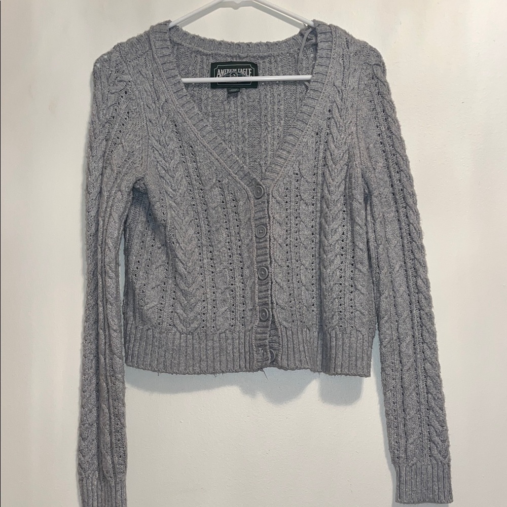American Eagle Outfitters Women's Light Gray Cardigan